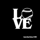 Love Softball Car Window Decal Sticker White 4"