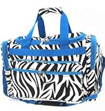 Blue Black White Zebra Duffle Dance Cheer Gym Bag Large 22″