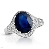 Genuine Morne RougeTM Ladies Ring. 2.8 Ctw. Blue Sapphire And H - I Diamond Gemstones - 14K White Gold Ring. Finger Size 7. 100% Satisfaction Guaranteed.