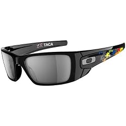Oakley Taca Fuell Cell Men's Special Editions Signature Series Sportswear Sunglasses w/ Free B&F Heart Sticker Bundle - Polished Black/Warm Grey