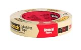 3M 2050 Scotch Masking Tape for General Painting, 1-Inch x 60-Yard, 1-Pack