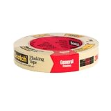 3M 2050 Scotch Masking Tape for General Painting, 1-Inch x 60-Yard, 1-Pack