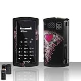 Black with Pink Gothic Vine Heart Rubber Texture Sanyo 6760 Incognito Snap on Cell Phone Case