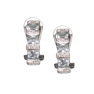 Clevereve's CZ. And Blue Topaz Clip Post Rhodium Plated Sterling Silver... by 