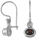 Sterling Silver Cabochon Garnet Dangle Earrings by Sajen