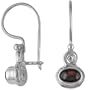 Sterling Silver Cabochon Garnet Dangle Earrings by Sajen