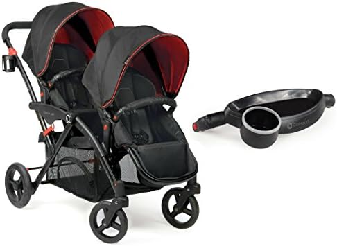 Contours Options Elite Tandem Stroller, Red Velvet with Child Tray