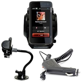 Brand New XYLO ACCESSORIES Car Kit: Windscreen Suction Mount Holder and In Car Charger for the Nokia N900 Mobile Phone.