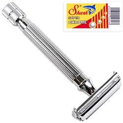 Parker 82R Super HeavyWeight Butterfly Open Double Edge Safety Razor & 10 Shark Double Edge Blades