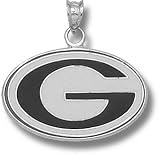 Georgia Bulldogs Solid Sterling Silver ''G'' 5/8'' Enamel Pendant