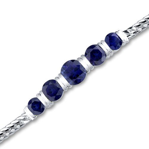 Wrist Hugging Round Cut Created Sapphire Gemstone 