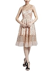 A-line Summer Sweetheart Sleeveless Mesh Sheer Embroidered Cotton  Dress