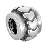 Avedon Polished Sterling Silver Bead with Hearts Slide Charm