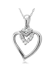 10k White Gold Heart Diamond Pendant Necklace (HI, I, 0.09 carat)
