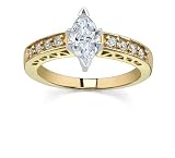 0.9 CT MARQUISE DIAMOND 18K YELLOW GOLD RING NEW