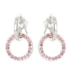 IMAGE OF Perfect Gift - High Quality Elegant Round Earrings with Pink Swarovski Crystals (1333)