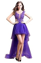 Chiffon Beaded Mesh Lace Asymmetric Evening Dress/Prom Dress/Party Dress/Wedding Dress  with a Brush/Sweep Train 