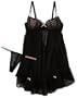 Betsey Johnson Women's Eyelet Lace And Chiffon Babydoll Set,Raven Black- 001,S (32/34BC)