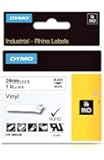 DYMO Rhino Adhesive Vinyl Label Tape, 1-inch, 18-foot Cassette, White (1805430)