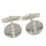 Sterling Silver Zircon Gemstone Men's Cufflinks (cflng264)