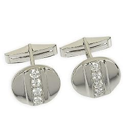Sterling Silver Zircon Gemstone Men's Cufflinks (cflng264)