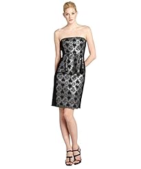 Strapless Floral Print Mesh Jacquard Sheer Slit Sweetheart  Dress