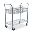 Heavy-Duty Wire Mail Cart, 600lb Capacity, 18-3/4 x 39 x 38-1/2, Metallic Gray