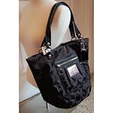 Coach Signature Bella Sateen Black Tote Handbag