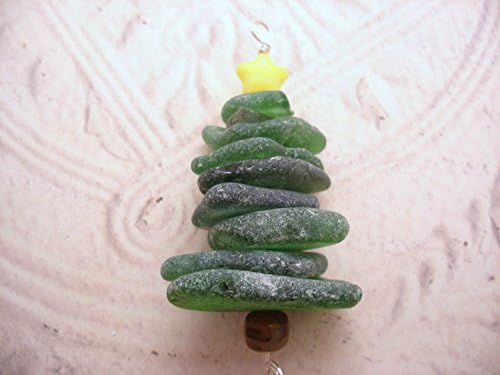Scottish Sea Glass Christmas Tree Ornament with Green Beach Glass