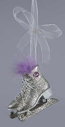 Ice Palace Silver Glitter Ice Skates Christmas Ornament 2.25"