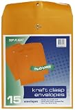 Top Flight Clasp Envelopes, Gummed and Clasped Closure, 10 x 13 Inches, Brown Kraft, 15 Envelopes per Pack (6911122)
