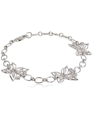 Sterling Silver Simulated Diamond Butterfly Bracelet, 7.25"