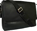New Visconti black hunter leather 15" laptop compatible  messenger bag Style 18516