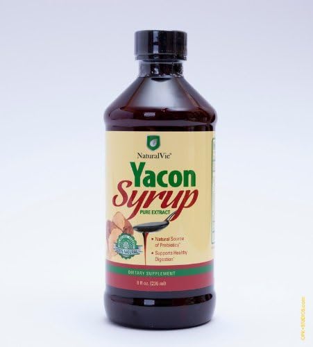 Yacon Syrup 100% Pure Extract,Natural Sweetener,extremely Low in Calories,Natural Source of Prebiotics,No Preservatives or Additives, 8 oz