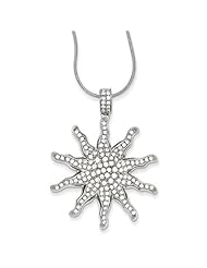 Sterling Silver 18in & CZ Sun Necklace. Metal Wt- 8.25g