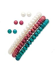 SS 6-7mm White/Burgundy/Teal Freshwater Cult. Pearl Bracelet/Earring Set
