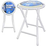 18 Inch Cushioned Folding Stool With Safety Lock - White