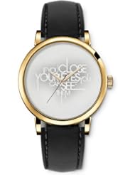 SPRAWL Aanalog Fashion Series Gold Ladies Watches of Genuine Black Leather Strap,Unique Wrist Watch for Women Girls Designed with If you close your eyes you can see them