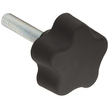 DimcoGray Black Thermoplastic 5 Lobe Fluted Soft Feel Knob Female, Brass Insert: 3/8-16" Thread x 1" Depth, 2-3/8" Diameter x 1-5/8" Height x 3/4" Hub Dia x 11/16" Hub Length