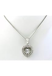Dancing Diamond 1 CTW CZ Pendant on a Solid Sterling Silver Chain All Rhodium Plated