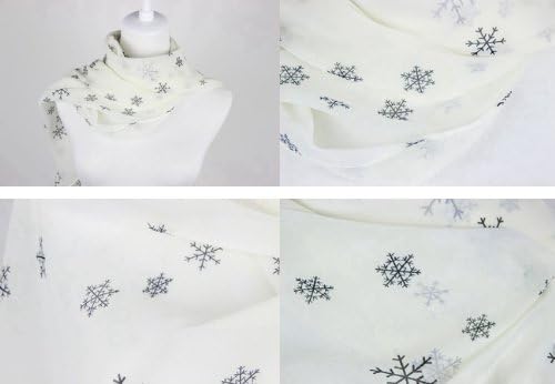 New Beautiful and Fashion Printd Lady Women Girls Chiffon Scarf (White Snowflake)