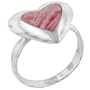 Size 9 Pink Heart Shaped Red Coral Gift Ring Sterling Silver Jewelry Fashion