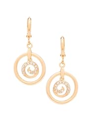 Jewelry: Romantic Time Galaxy Vortex Vintage Geometrical Design Diamond Accented 18k Rose Gold Plated Spiral Round French Dangle Earrings - Romantic time