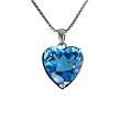Ocean's Heart-Shaped Aquamarine Cubic Zirconia CAREFREE Sterling Silver Pendant Necklace