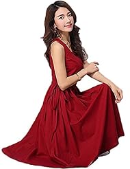 Summer Flared-Skirt Cotton/Linen Vintage Sleeveless Tank Party Dress/Mini Dress 