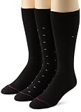 Tommy Hilfiger Mens 3 Pack Dress Logo Crew Socks, Black, 7-12