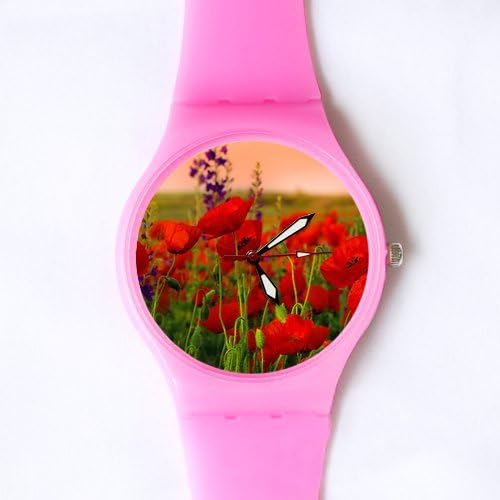 Gifts for girls or ladies 100% Plastic Quartz Watch Gifts Watch Amazing Poppy Flowers Classic Photo Watch