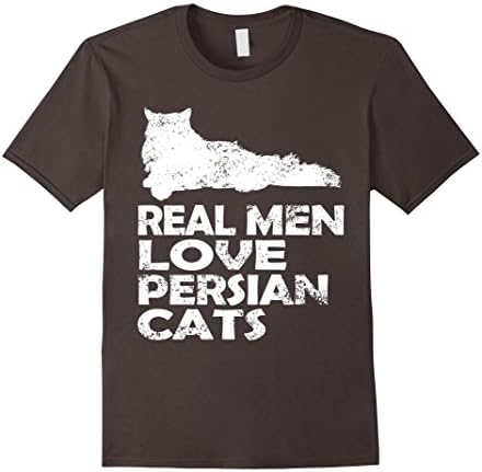 Men's Real Men Loves Persian Cat T-Shirt | Funny Cat Shirts Large Asphalt