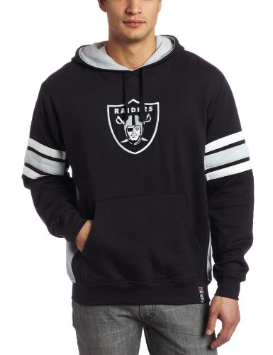 NFL Men's Oakland Raiders Passing Game Hd II Adult Long Sleeve Hooded Fleece Pullover (Black/Sport Gray/White, Small)