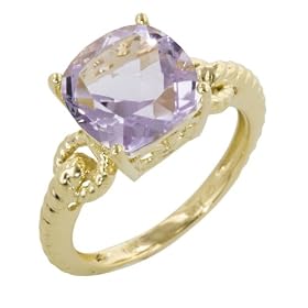 10k Yellow Gold Rose De France Amethyst Ring, Size 7 by